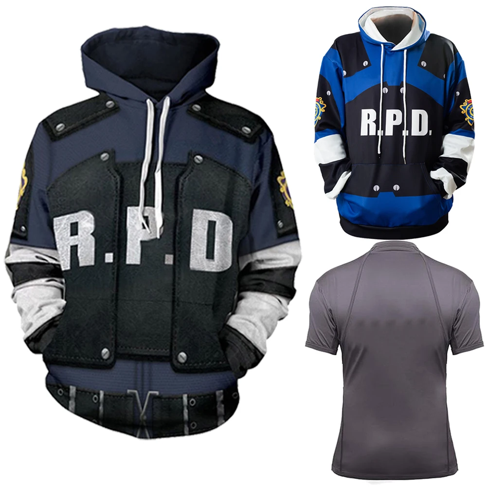 

Biohazard Game Resident Leon Cosplay Fantasy Hoodie Men Costume Casual Pullover Roleplay Fantasia Outfits Hooded Sweatshirt