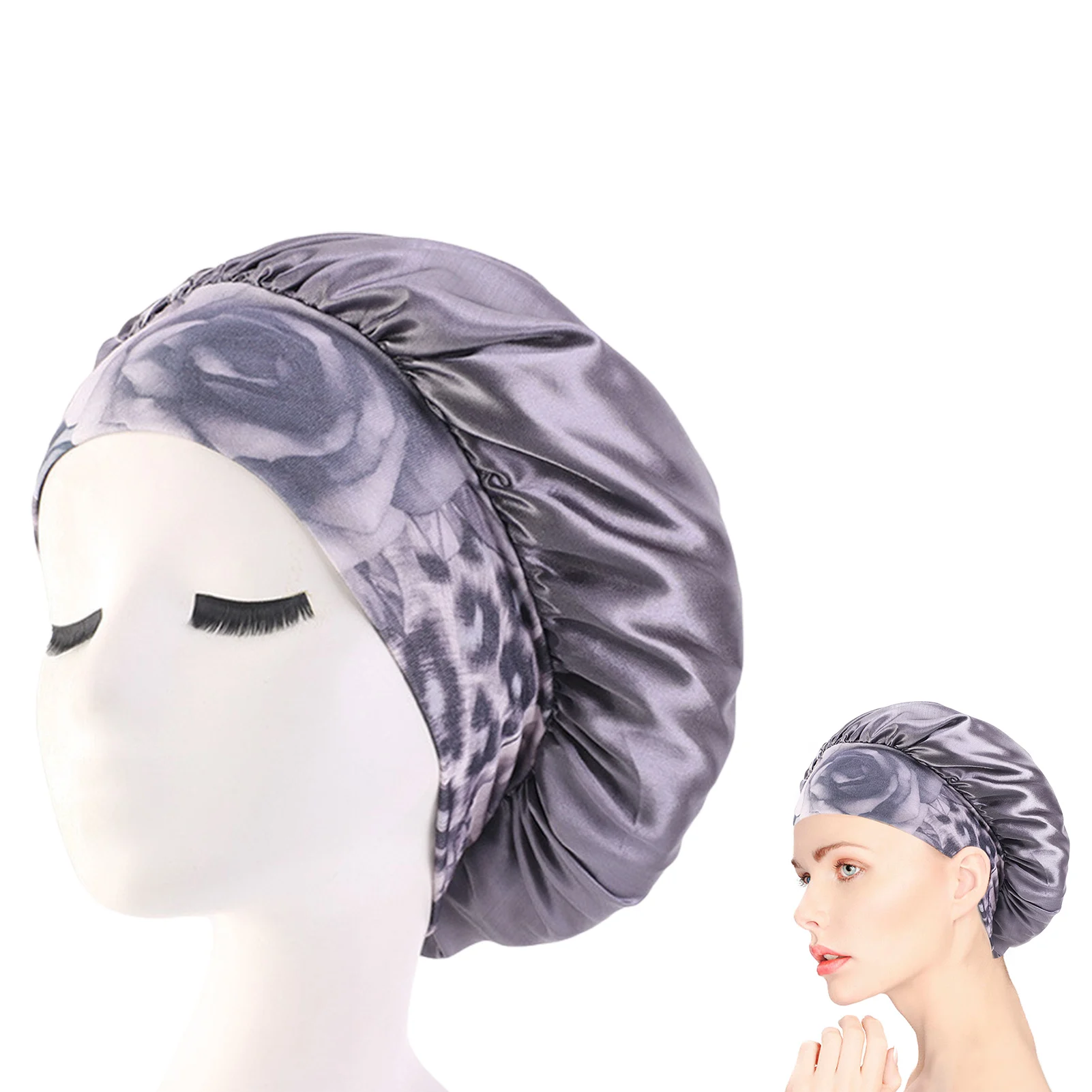 Women Sleeping Caps Satin Stretch Bathroom Shower Cap Hair Wrap