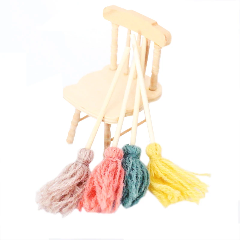 1 12 dollhouse mini cute metal pulling cart red small pulling cart doll garden tool accessories dollhouse decoration kids gift 5Pcs Mop Model Bright Color Party Decoration DollHouse Miniature Housework Cleaning Tool Doll House Mini Mop Kids Gift