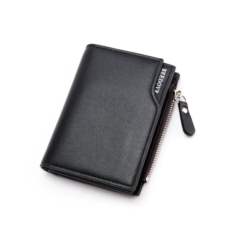

Men PU Leather Short Wallet Casual Carteras Man Business Foldable Wallets Luxury Small Zipper Multi-card Slot Coin Pocket Purse