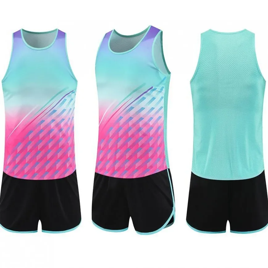 Professional Athletics Training Suit Marathon Running Sports Wear Women's Men's Short Track Competition Vest Set Sports Student