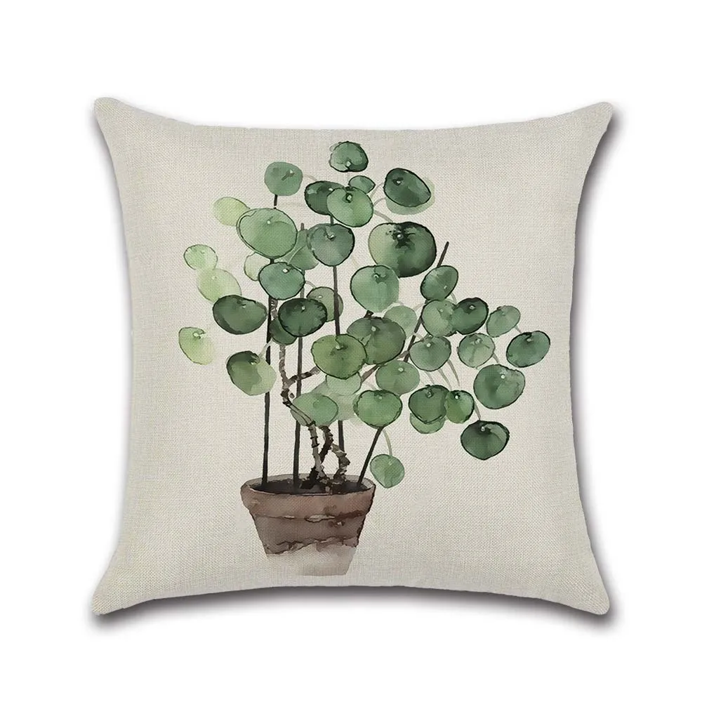 Green Leaves Cushion Cover