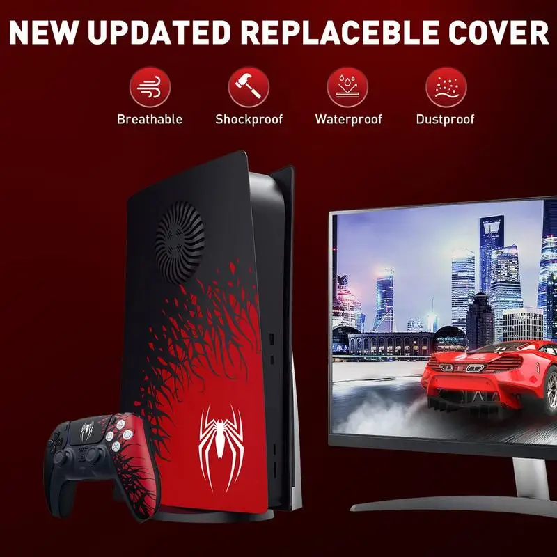 

New Hard Shockproof Cover For PS5 Console Anti-Scratch PlayStation5 Face Shell New Spider Edition Console Skin Fit For PS5