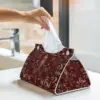 Custom Luxury Lily Flower Fleur-De-Lys Tissue Box Cover PU Leather Rectangular Fleur De Lis Facial Tissues Holder for Home 6