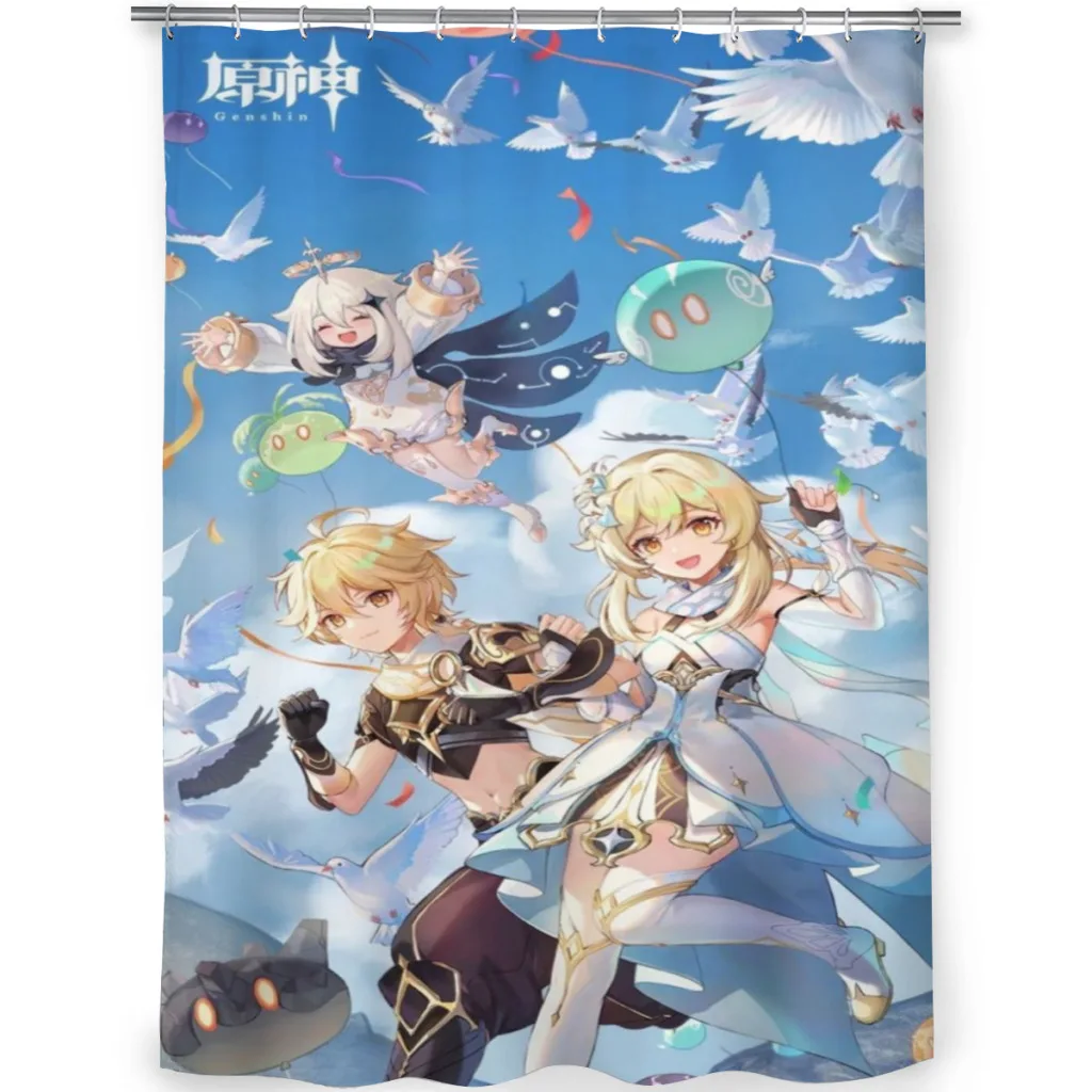 

The Hottest Games Genshin Impact Launch Shower Curtain for Bathroom Aesthetic room decoration