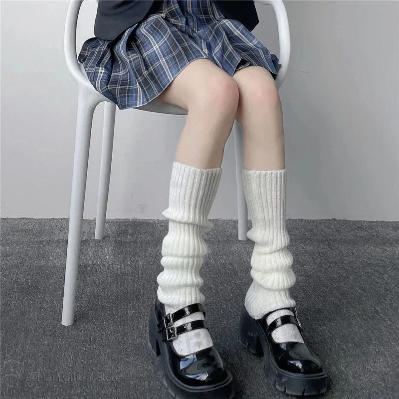 여성용 레그 워머 로리타 긴 양말, 니트 따뜻한 발 커버, 화이트 암 워머, 여성용 크로셰 양말, 부츠 커프스, 가을 겨울