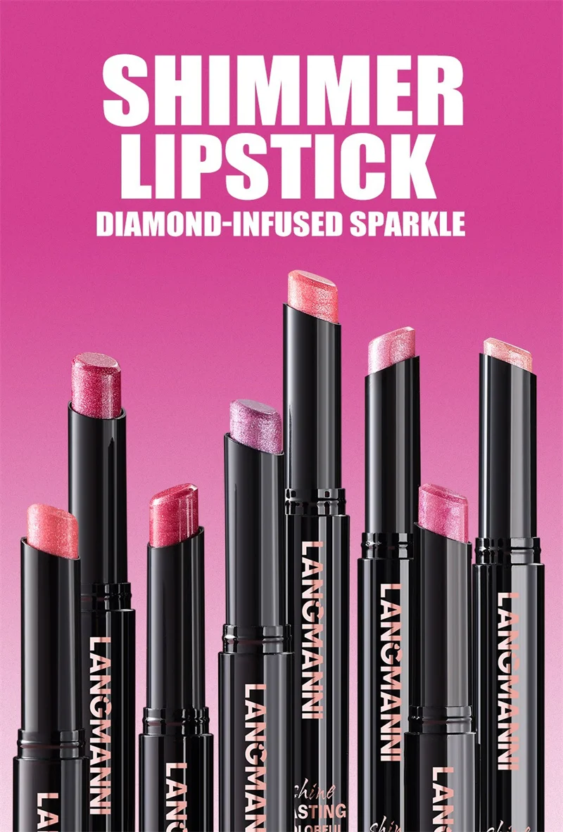 Glitzer Diamant Lippenstift Wasserfest Langanhaltend Feuchtigkeitsspendend_voghion.com