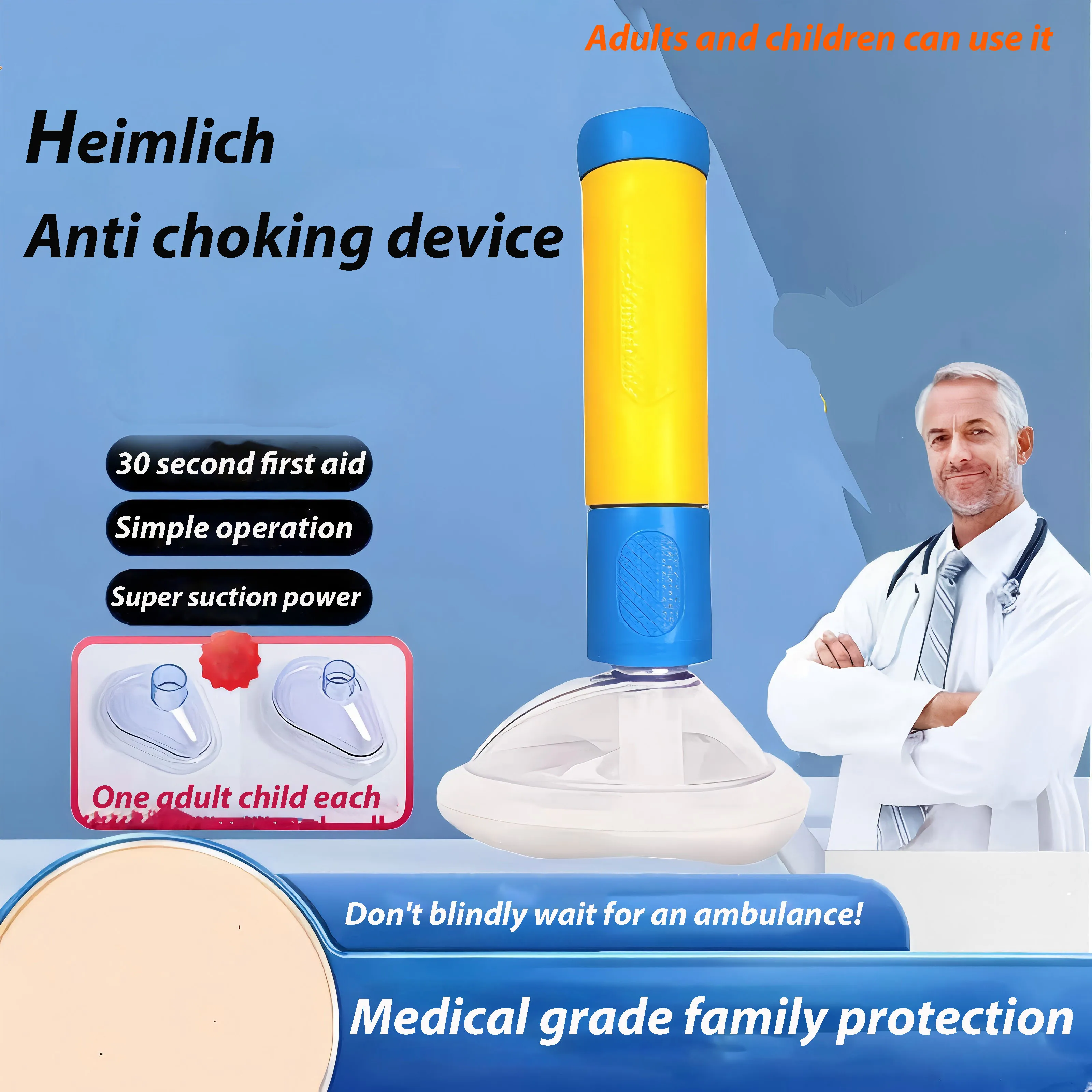 Automatic first aid asphyxiation rescue device portable asphyxiation emergency device for home travel CPR for adults and chil
