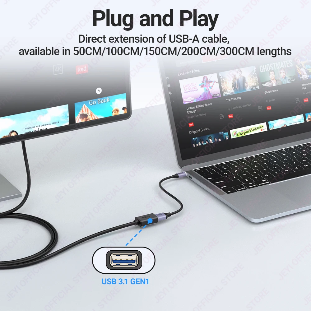 JEYI USB 연장 케이블, USB 3.0 GEN1 5G 연장 수-암 코드, 빠른 데이터 전송 호환 키보드, 마우스, 플래시 드라이브