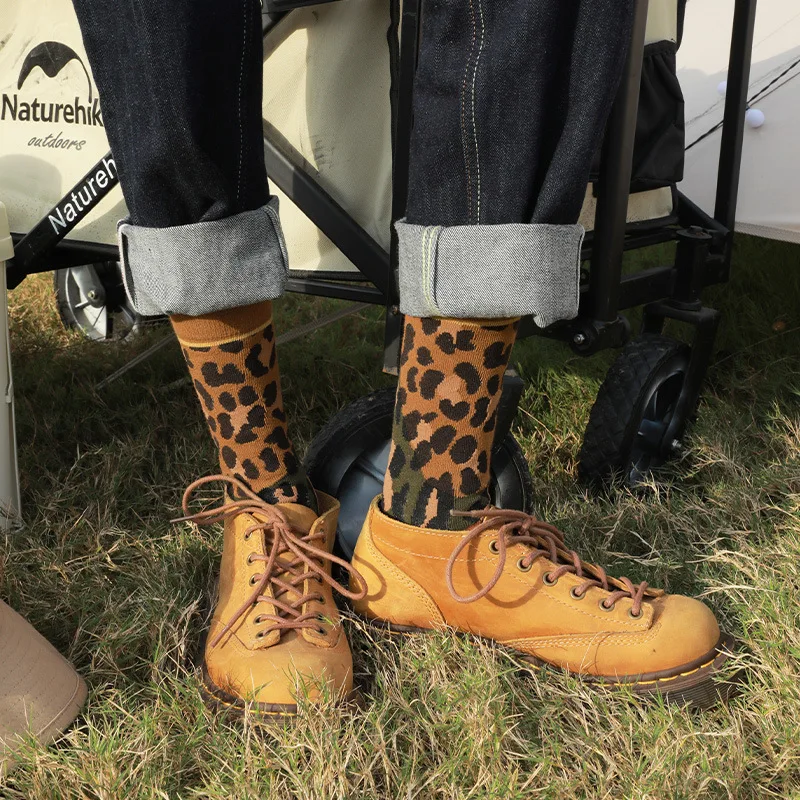 Autumn and winter leopard print feathers tiger stripes personality fashion color socks cotton female thickened mid-thigh socks