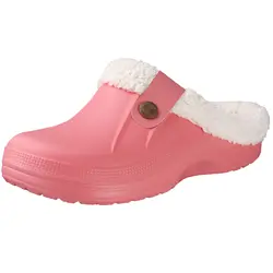Cozy Fuzzy Slippers: Unisex Waterproof Winter Garden Shoes with Soft Plush and Warm Furry Clogs Design - 44-45(10.4-10.6inch) (Pink)