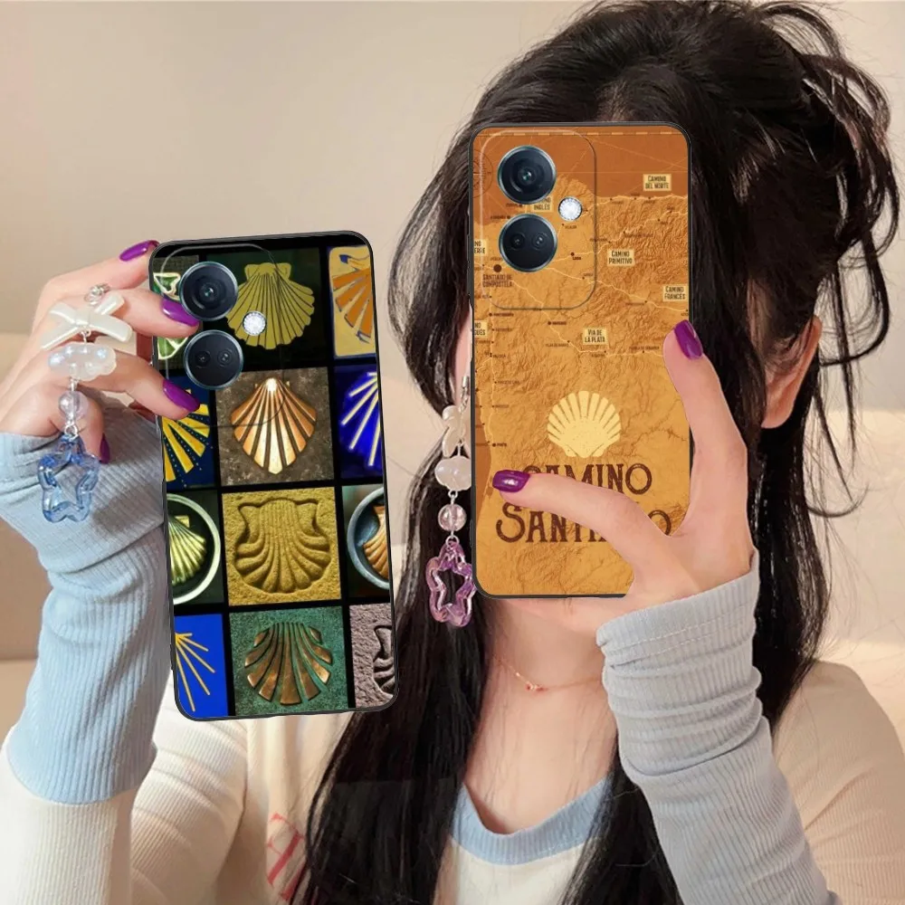 Camino De Santiago Mobile Phone Case For Oppo Find X5 X3 X2 A93 Reno 8 7 Pro A74 A72 A53 Black Soft Phone Cover Funda