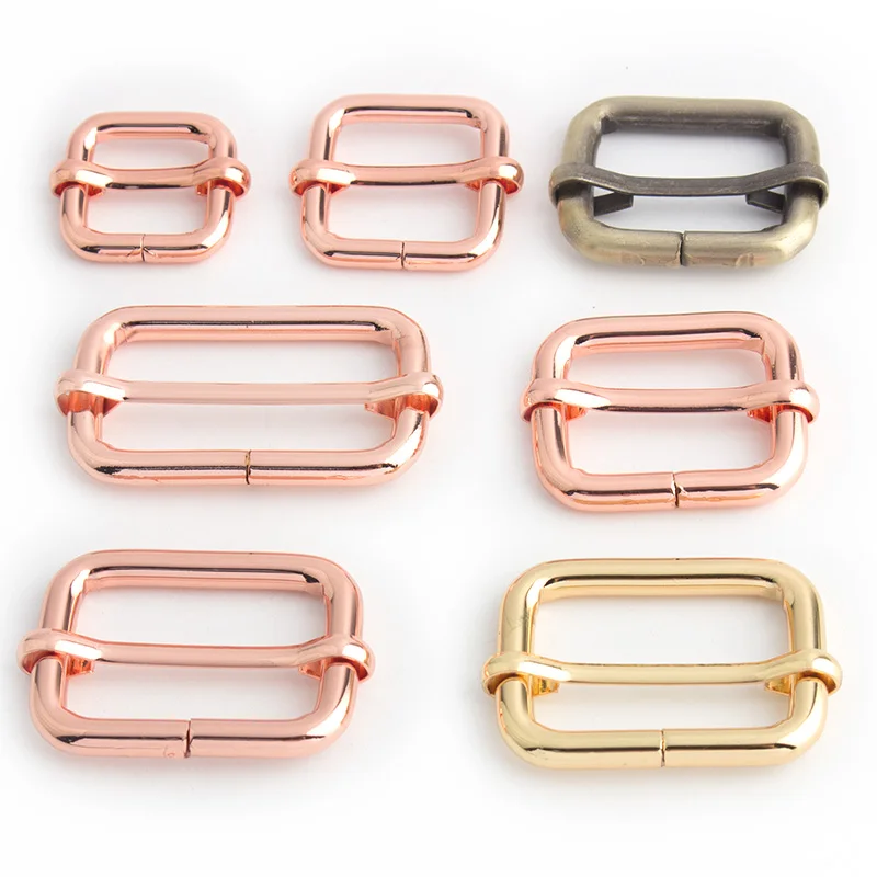 Rose Gold Metal Buckles and Sliders for Straps and Belts - Adjustable Tri Glide Accessory Set (5/10/20pcs)