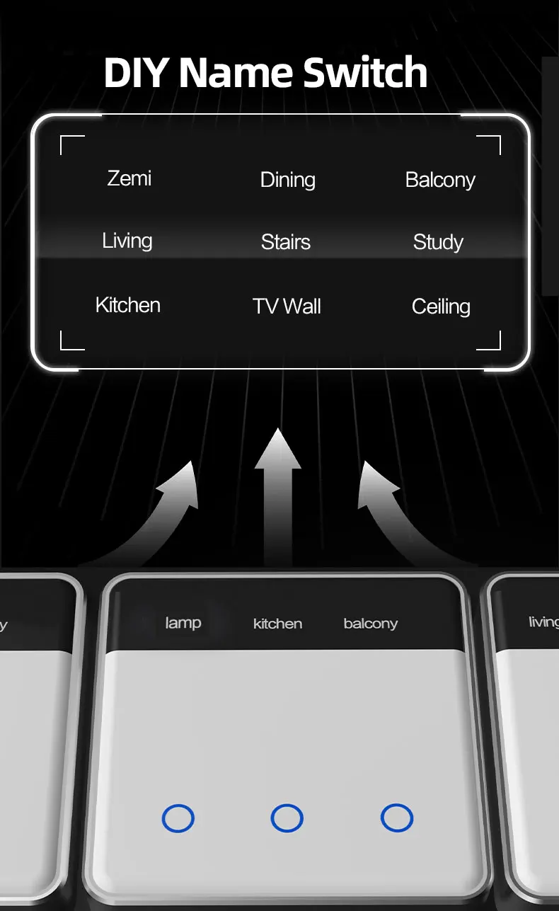 Zigbee DIY Name Switch with Display Screen Touch Panel EU Light Switch Works wit