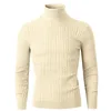 Autumn Men's Long Sleeve Knitted Sweater Winter Warm Turtleneck Pullovers Breathable Streetwear Solid Color Knitted Sweater Men 5