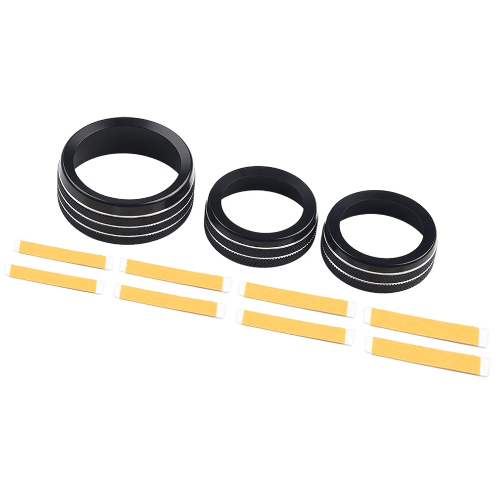 

3 Pcs For Grand For Cherokee 2014-21 Black Aluminum Climate Volume Turn Knob Ring Cover Fascias Button Covers