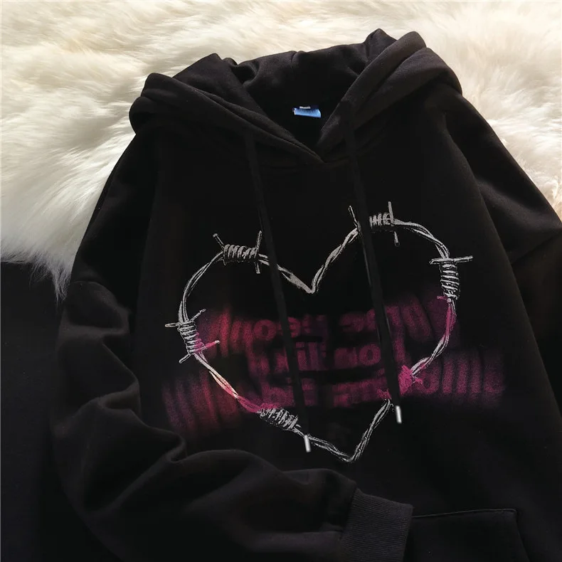 

High street hooded sweater women's autumn and winter new ins loose BF lazy wind top fried street coat tide