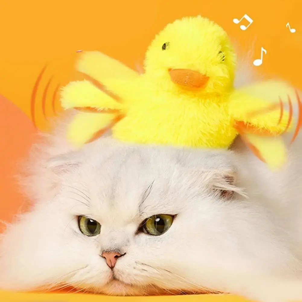 

Sound-making Cat Toy Electric Cat Toy Bite-resistant Plush Duck with Sound Vibration Sensor Engaging Pet Supplies for Cats Cat