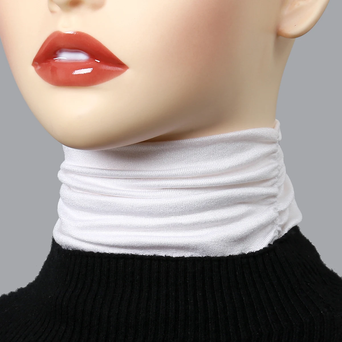 Fake Collar Black Modal High Nack Fake Collar Soft False Collar For Women Solid Color Elastic Jersey Detachable