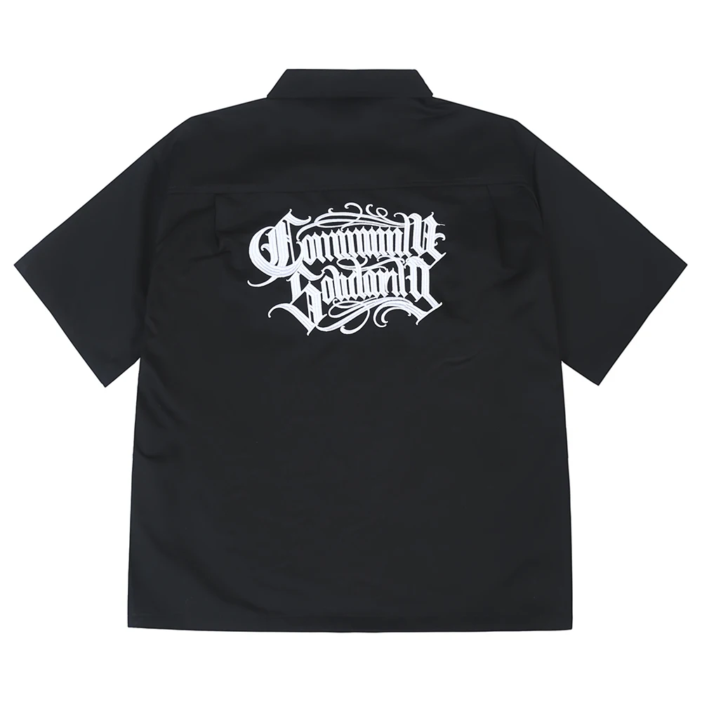 

Harajuku Lapel Letter Print Short Sleeve Casual Men's Summer Shirts Retro Hip Hop Baggy Unisex Clothing Oversized Loose Tops