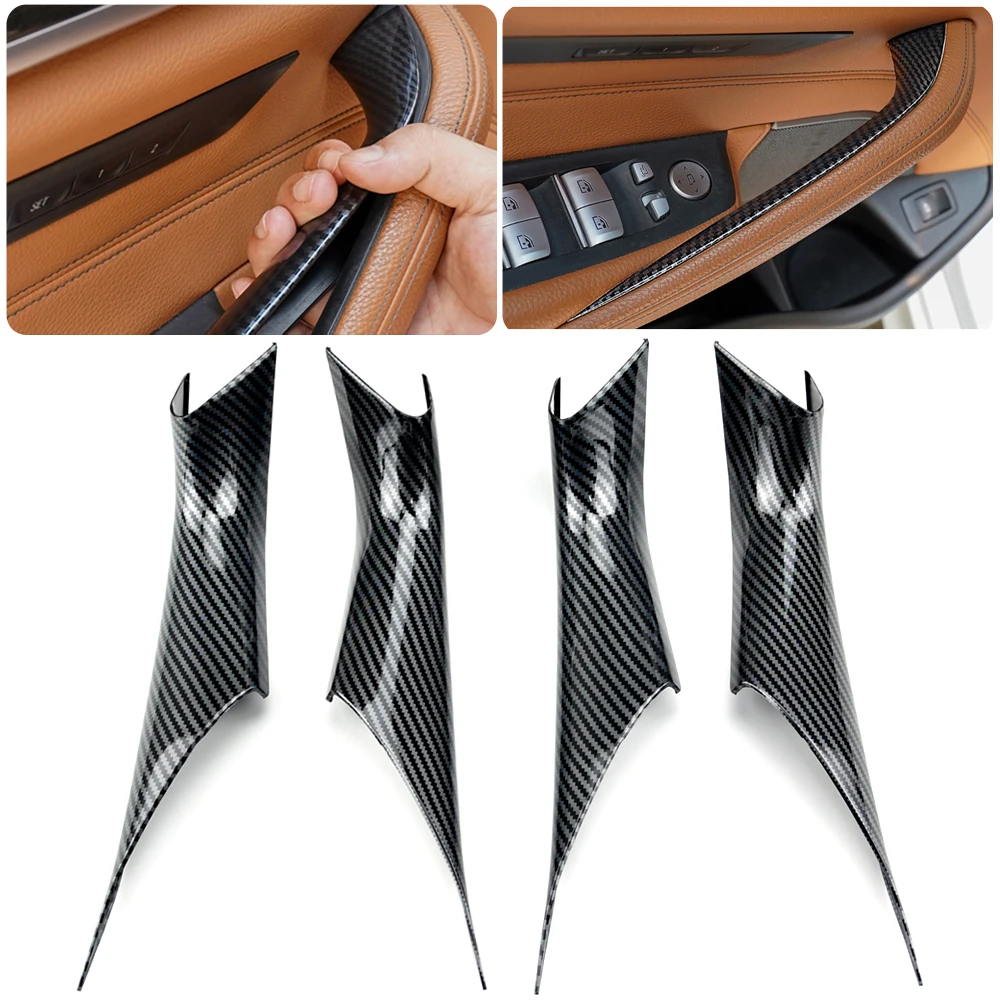 

New Armrest Protective Trim Auto Carbon Style Interior Door Panel Grab Handle Covers For BMW 5-Series G30 G38 2018 2019 2020