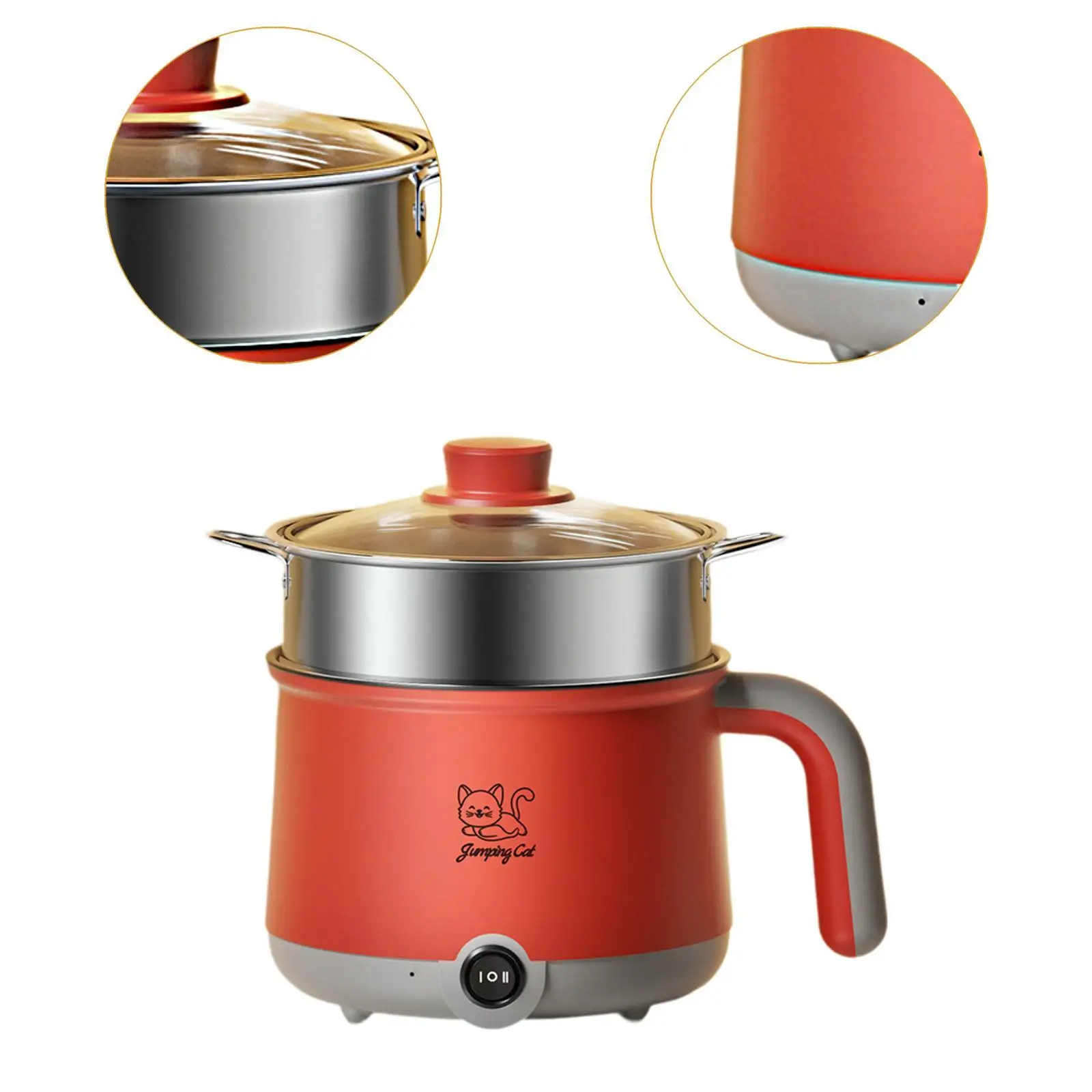 Electric Hot Pot with Steamer Non Stick Saute Pan Cooking Pot Rapid Noodles Electric Pot for Fried Rice Pasta Ramen Soup Oatmeal 5