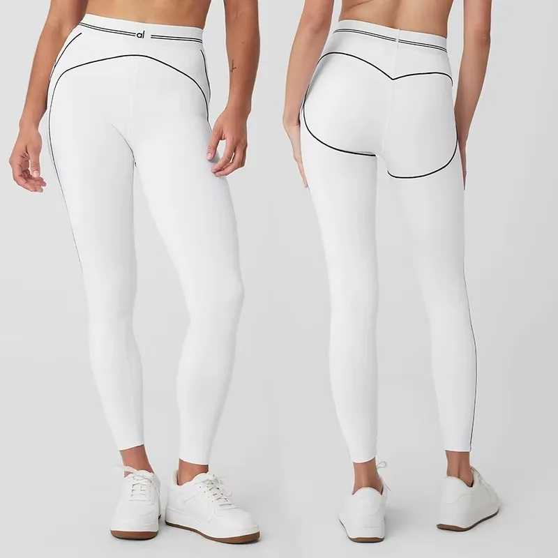 AL Yoga Airbrush High-Waist Heart Throb Legging Tight Fitting Yoga Sports Bra for Women Slimming and Elastic Fitness Running Set