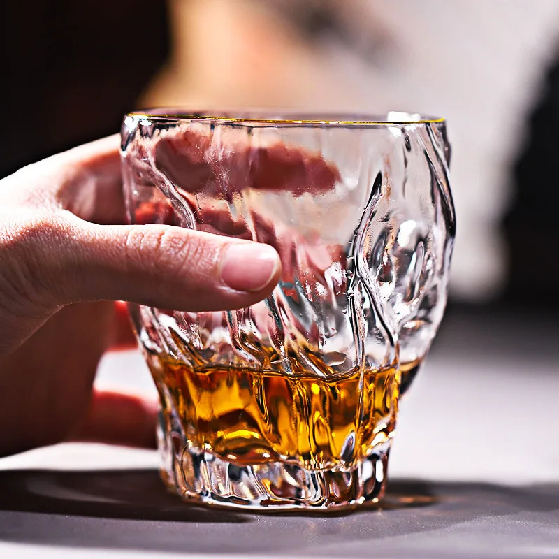 Creative Bark Whiskey Glass Irregular Twisted Tumbler Art Whisky Wine Drinking Glasses Japan Design Party Water Tea Cup Teacup
