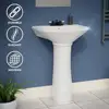 16" Compact White Pedestal Bathroom Sink with Overflow Heavy Duty Grade A Vitreous China Construction Easy Installation Vintage 5