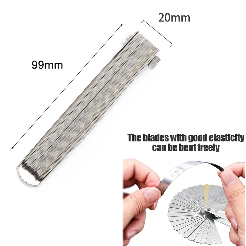 새로운 32 블레이드 필러 게이지 0.04-0.88mm 정확도 스테인레스 스틸 미터법/영국식 갭 측정 도구 (정밀 측정용)