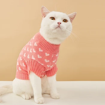Cute Heart Cat Sweater 1