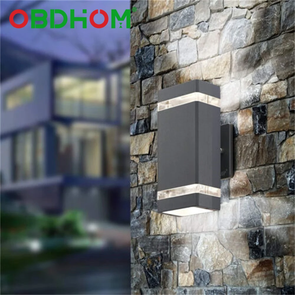 

Up Down Double Wall Lamp Modern E27 Light Control Square Waterproof Wall Light Porch Sconce Lamp for Garden Porch Outdoor