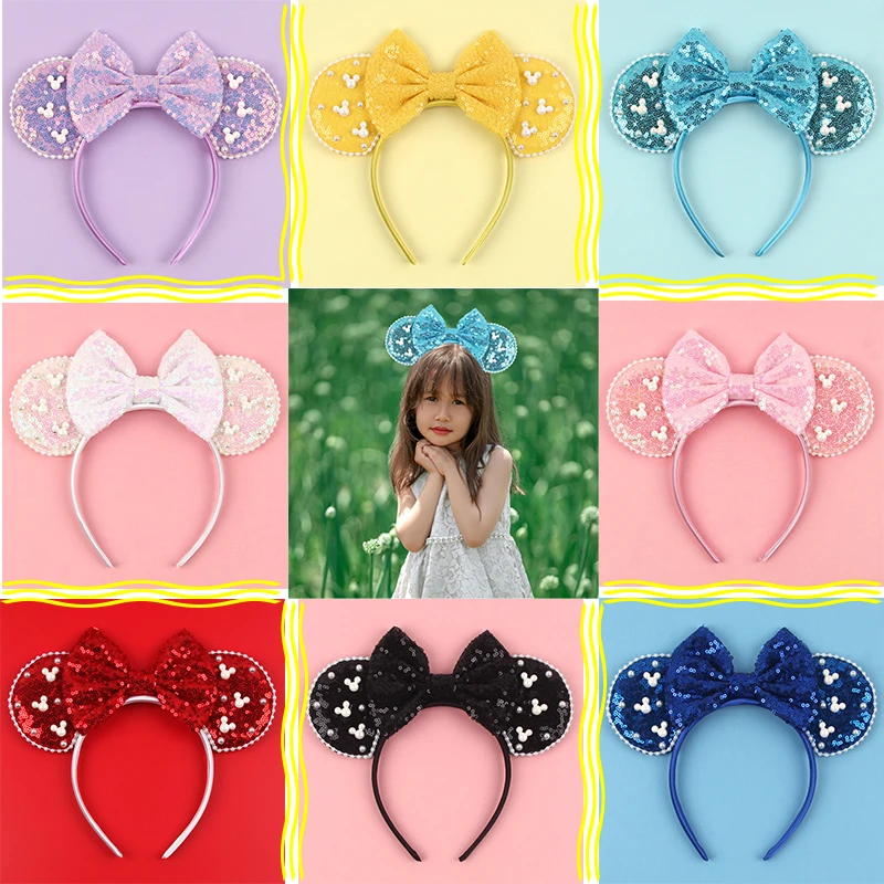 Neue Mode Maus Ohren Stirnband Mickey 3,3 "Samt Mädchen Weiche Schleife Haarband Halloween Festival Party Reise DIY Haar zubehör