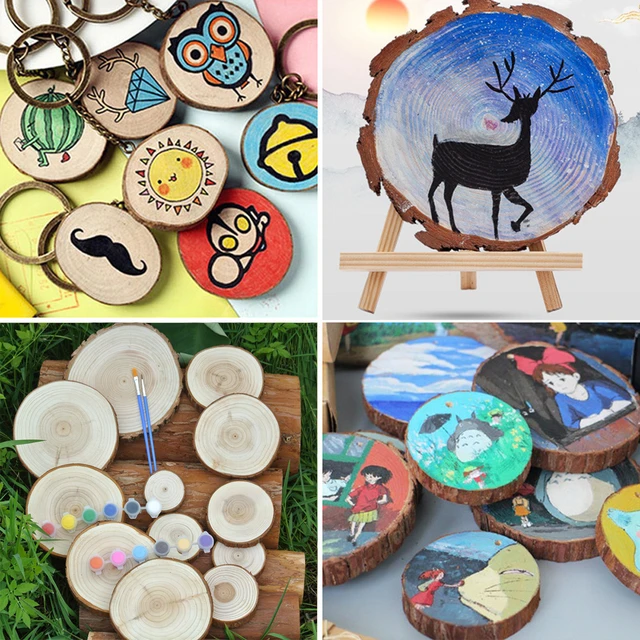 30pcs Wood Slices Round Discs Tree Bark Log Wooden Circles 5-6cm