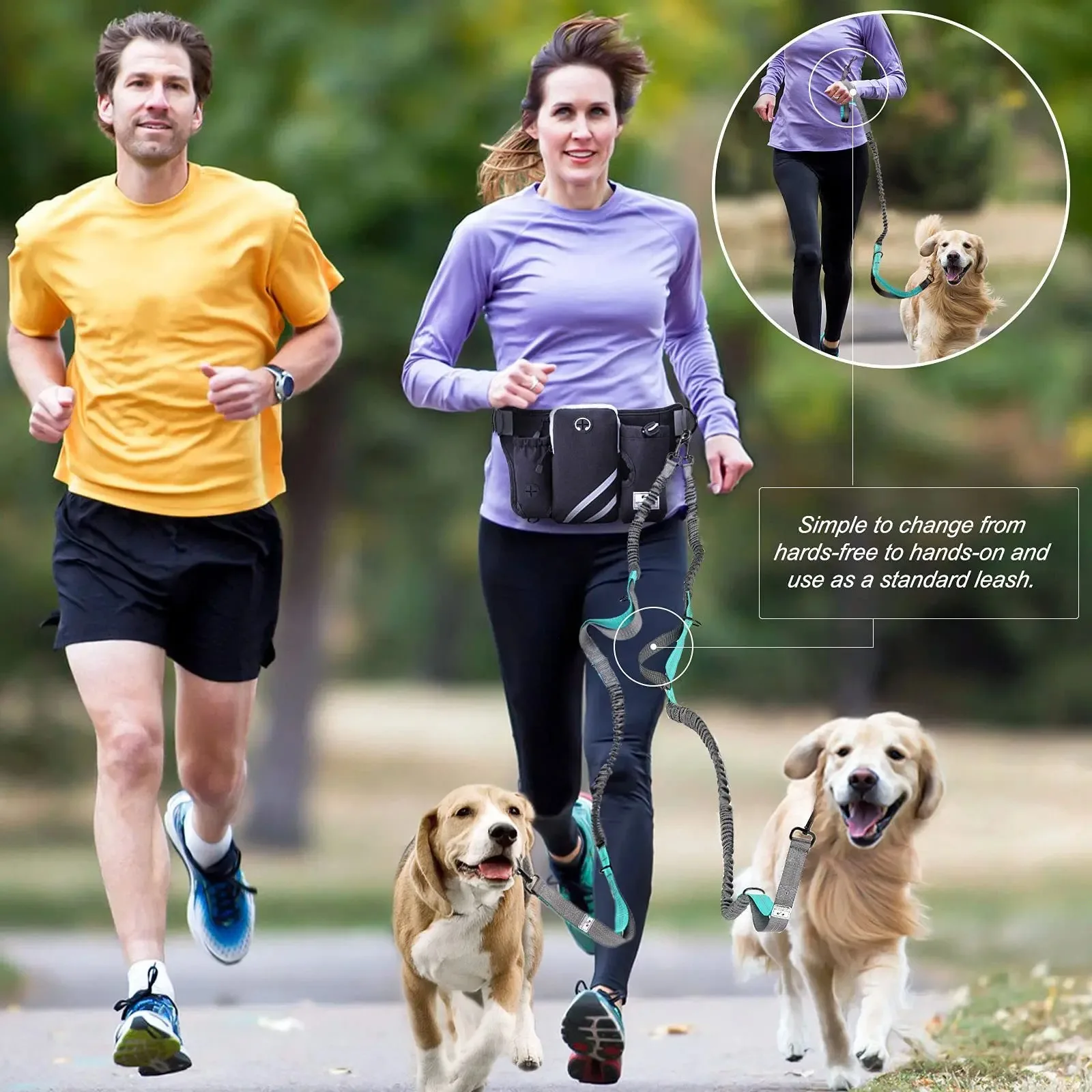 Retractable Hands Free Dog Leash with Adjustable Waist Belt @Chris.Hikes.USA Equipment 2
