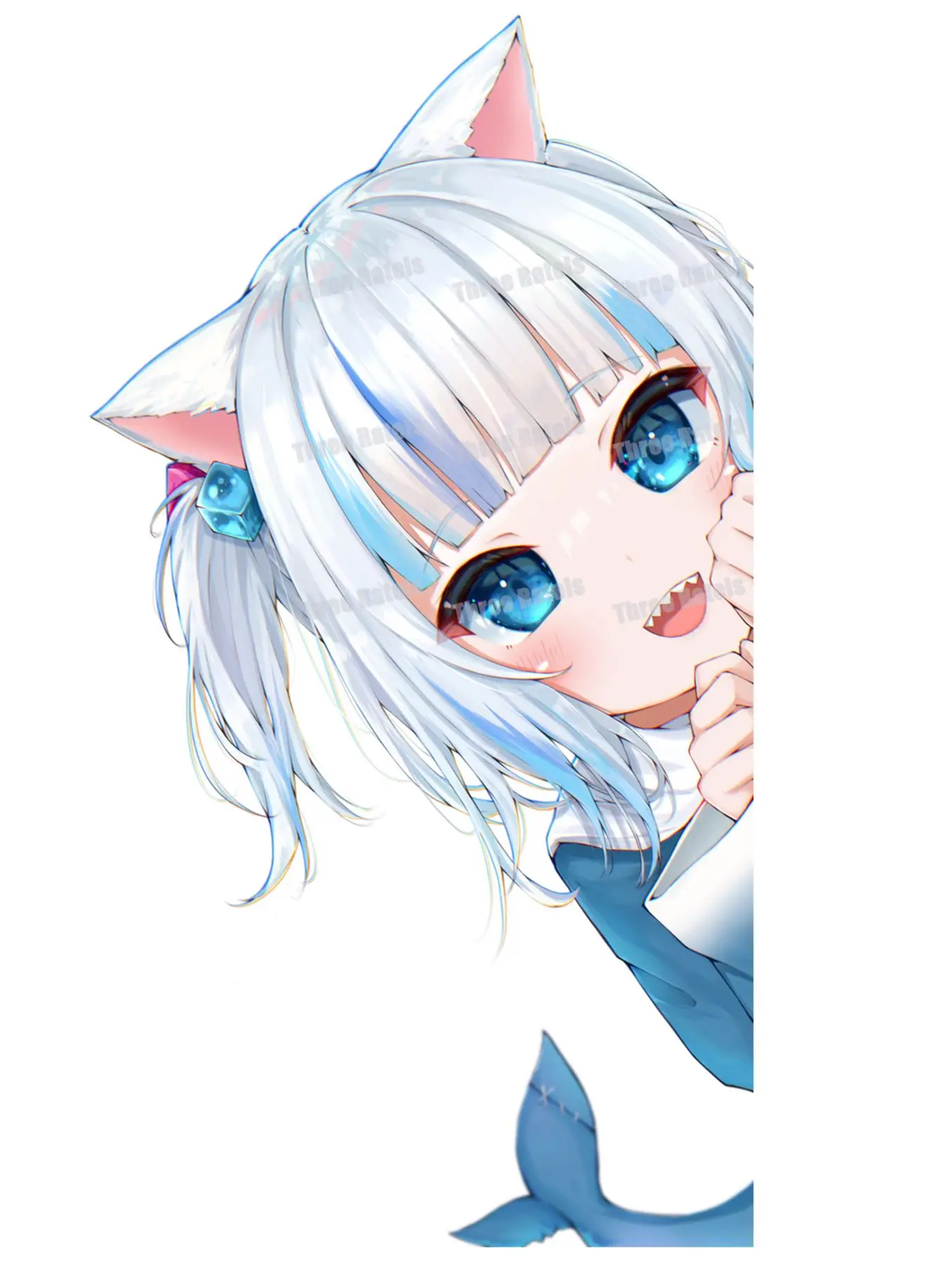 Kawaii Anime Neko Cat Girl With white hair iPad Case & Skin for