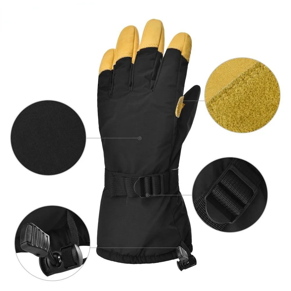 Warm Deerskin Winter Adult Men Women Ski Gloves Windproof Waterproof Outdoor Sports Touch Screen Anti-slip Cycling Gloves 2