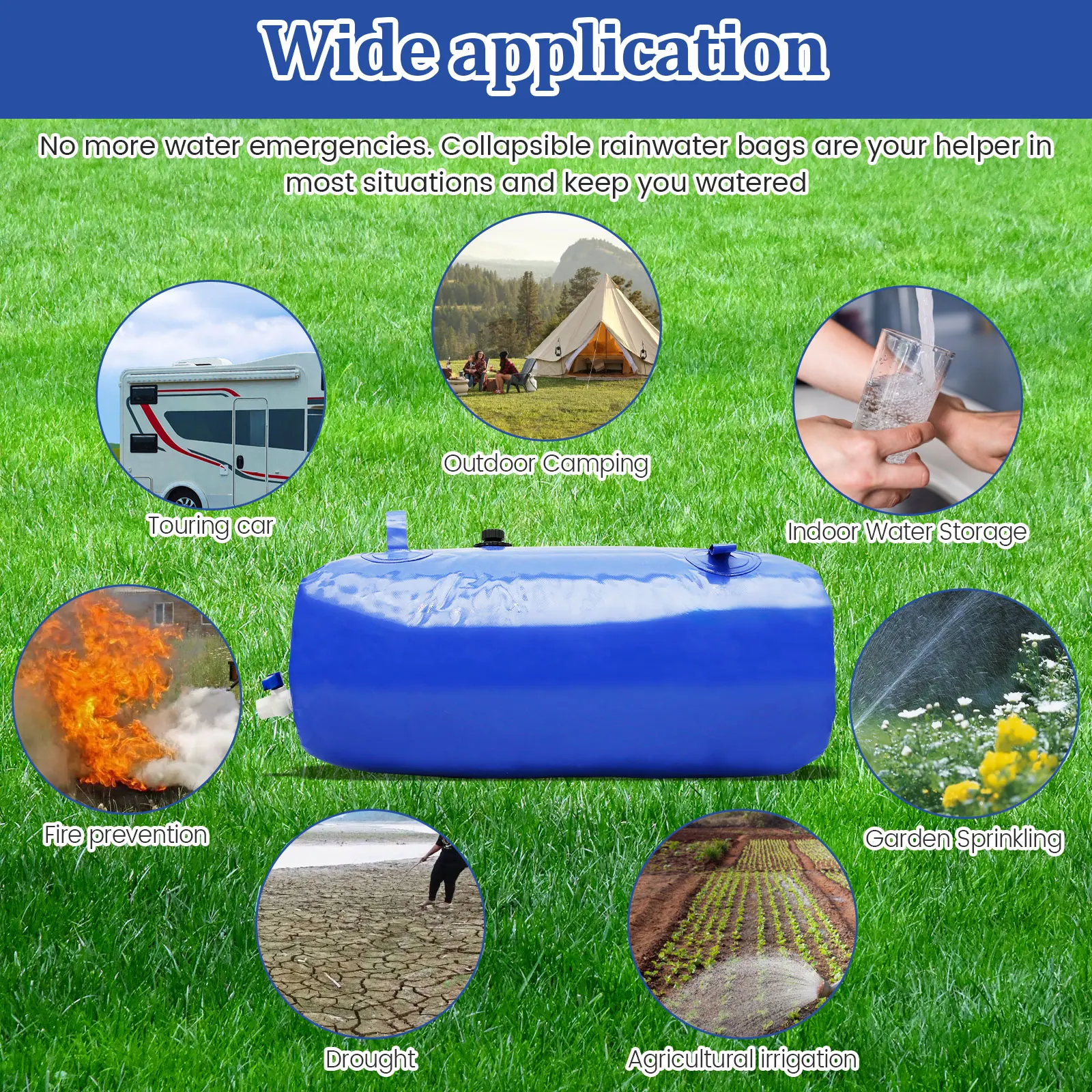 110/240L Water Storage Bladder PVC Large Capacity Water Storage Container Foldable Portable Water Bladder for Outdoor Garden