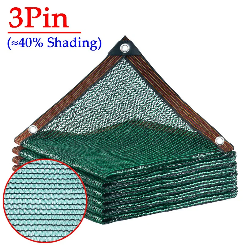 3Pin Deep Green Garden Sunshade Net Greenhouse Shaing Cover Outdoor Awning Agriculture Sun Shade Net 40% Shading