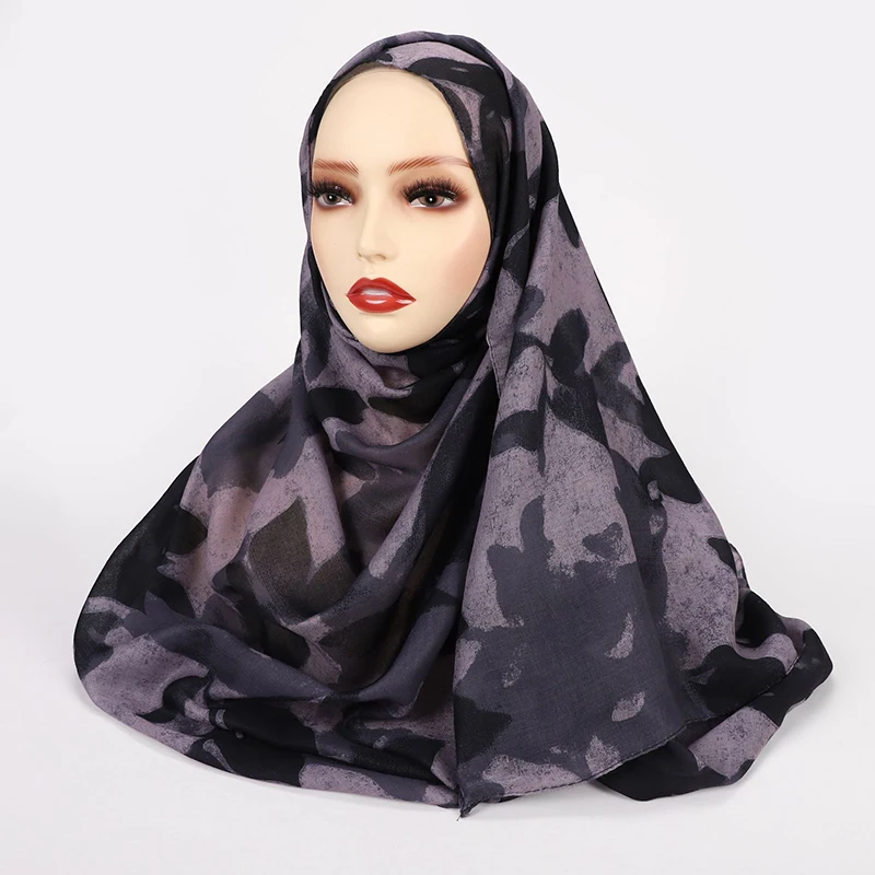 Watercolour Floral Shawl Scarf Muslim Modal Jersey Hijab Scarf Women Plain Soft Turban Tie Head Warps Headband Scarf