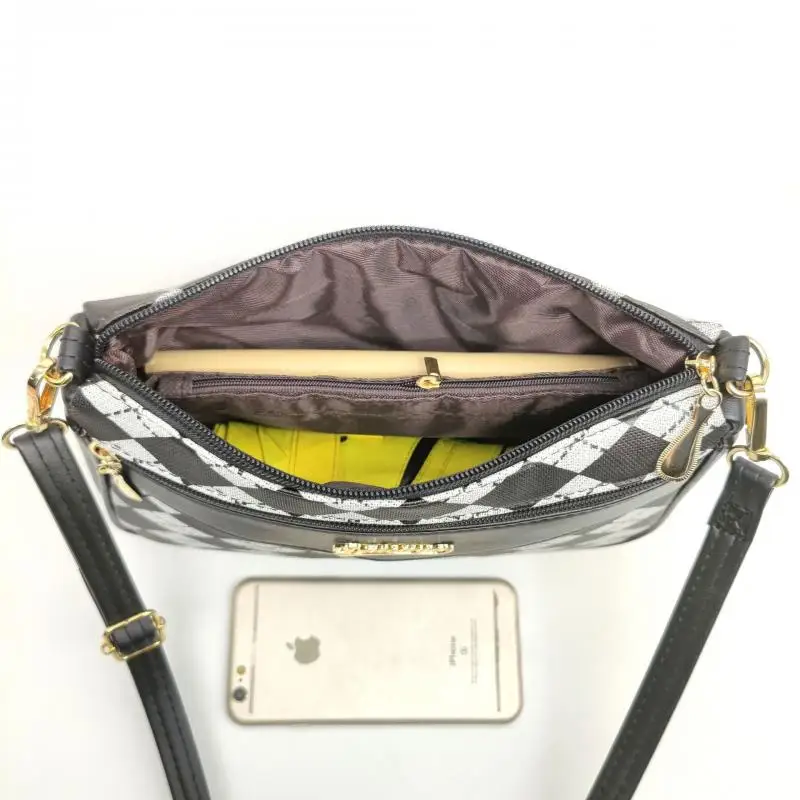 New Fashion Small Square Bag Shoulder Bags Thousand Bird Grid Color Contrast Commuter Crossbody Bag Female Leisure Versatile Bag
