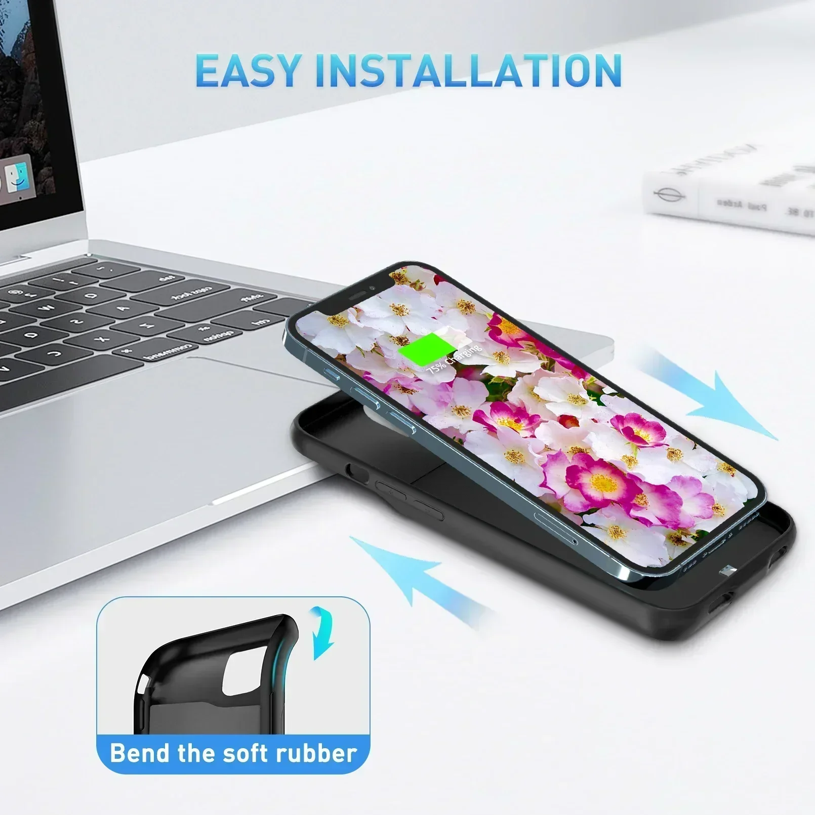 소프트 실리콘 고무 10000mAh 파워 케이스 아이폰 12 13 Pro Max 배터리..