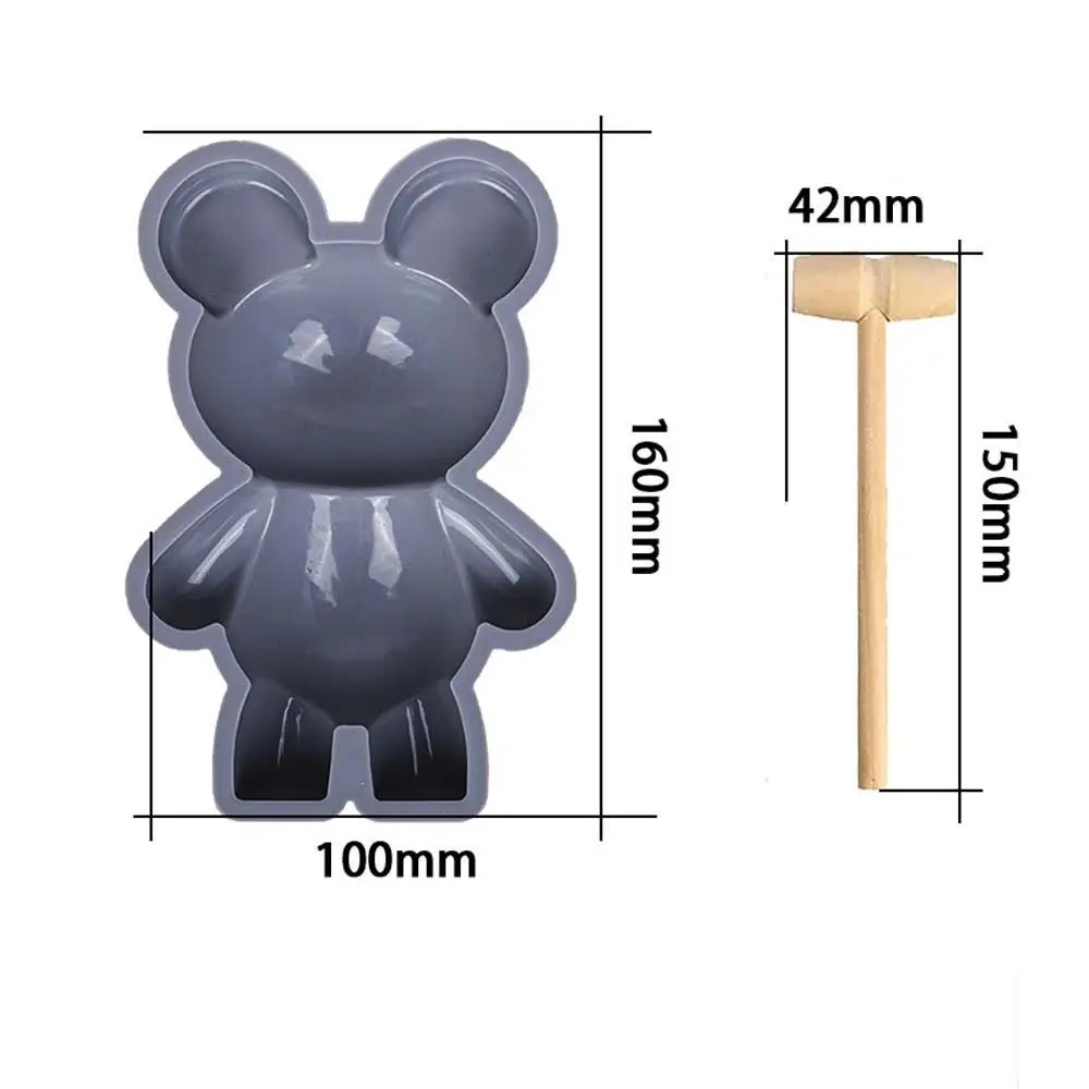 3D 테디 베어 DIY 드립 접착제 몰드, 회색 케이크 장식, 초콜릿 실리콘 몰드 베이킹 용품, 고품질