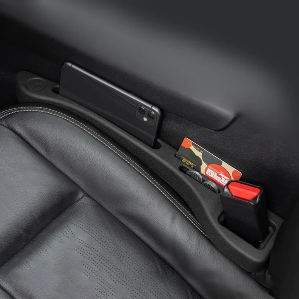 2Pcs Car Seat Slot Filler with Seatbelt Hole Filling Slot Strip Leak-Proof Seat Slot Storage Organizer Auto Interior Decoration