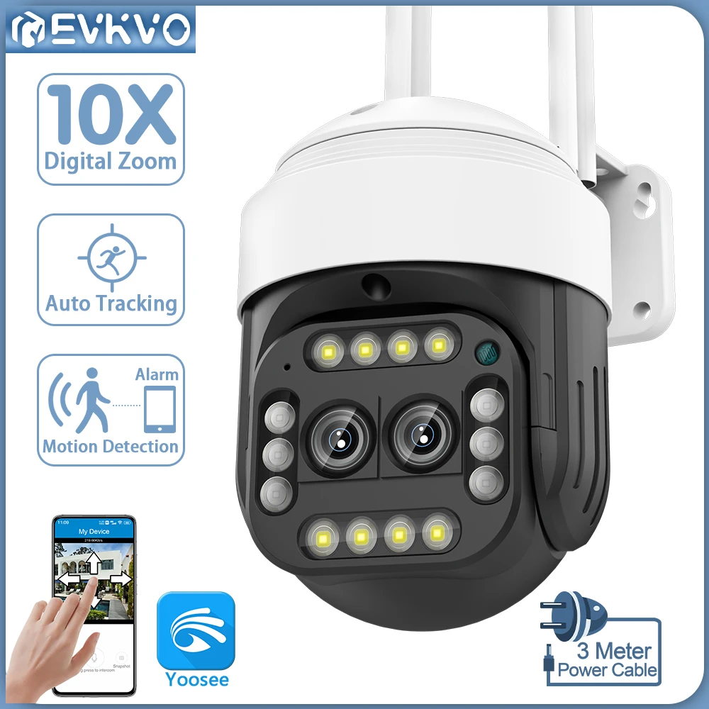 EVKVO 4K 8MP Outdoor Wifi Dual Lens Camera 10X Zoom PTZ telecamera
