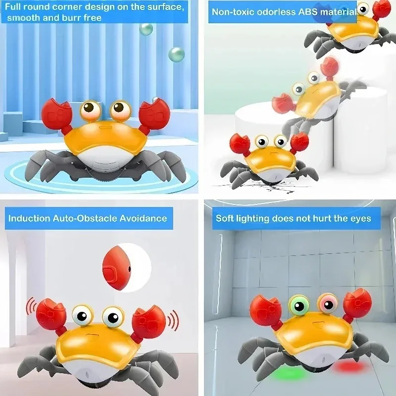 Dancing Crab Run Away Toy for Babies Crawling Interactive Escape Crabs Sensing Toys Baby Birthday Gifts with Music Toddle Box 6