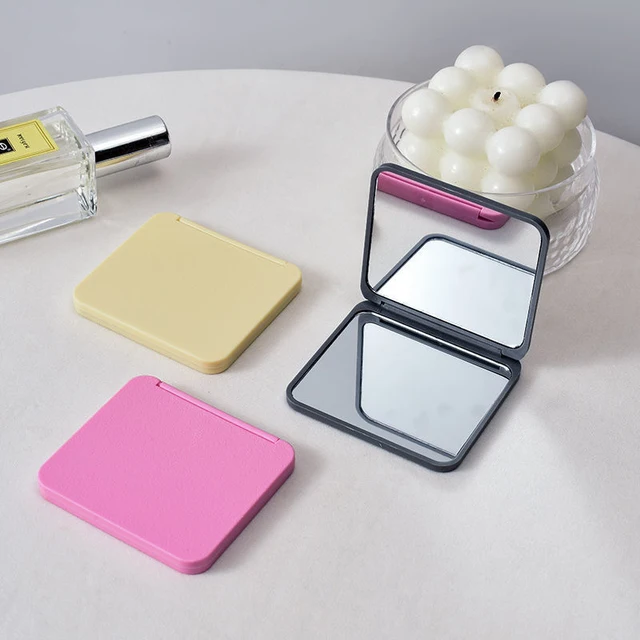 Miroir de maquillage carré portable pour filles, mini miroir à main, poche, double face, compact, plusieurs couleurs, 2 visages, mignon, cadeau 3