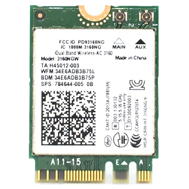 

AC3160NGW Wireless Network Card Wifi Adapter BT 4.0 Dual Band Special for Lenovo 04X6034 Y40 Y50 G40 G50 B40 Z50