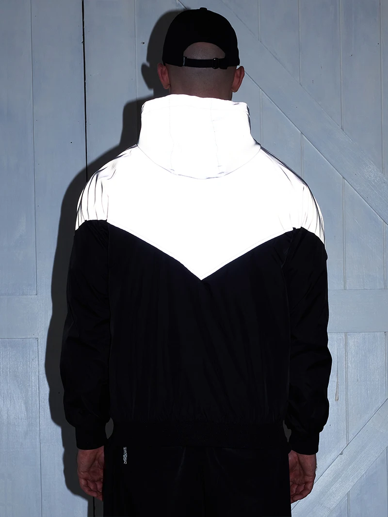Men's hooded patchwork jacket outdoor streetwear lifestyle