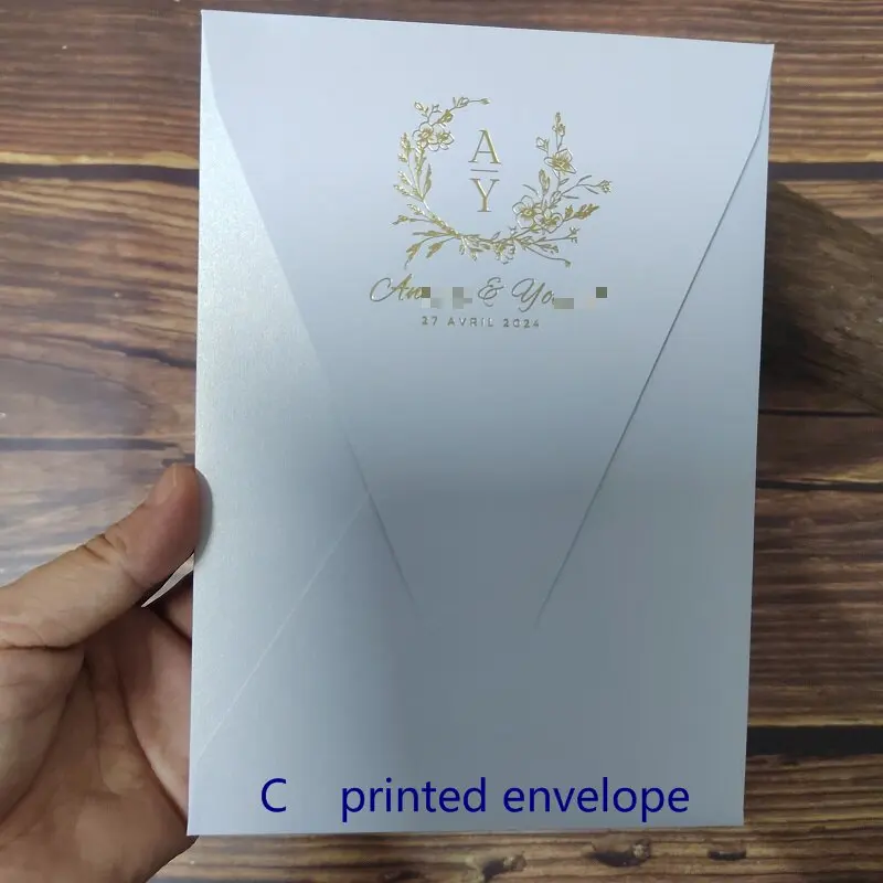 50pcs Elegant Vertical Invitation Envelope 138x195mm V-Flap  250gsm Pearl Paper Custom Color Custom Logo